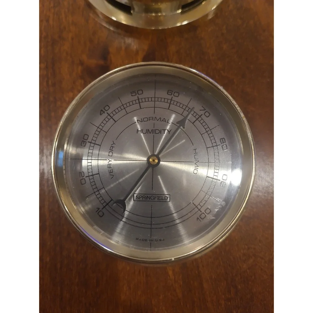 Vintage Springfield 3 Gauge Weather Station Humidity Temperature Barometer USA
